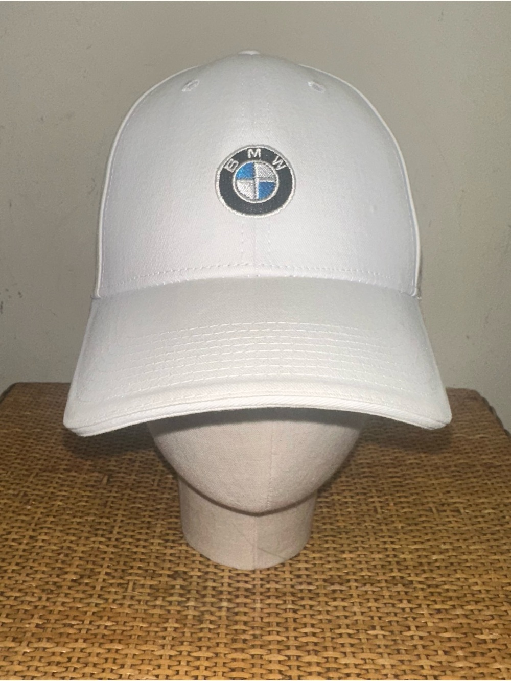BMW Lifestyle Hat Strap Back OS White Twill Embroidered Logo Baseball Car Adults